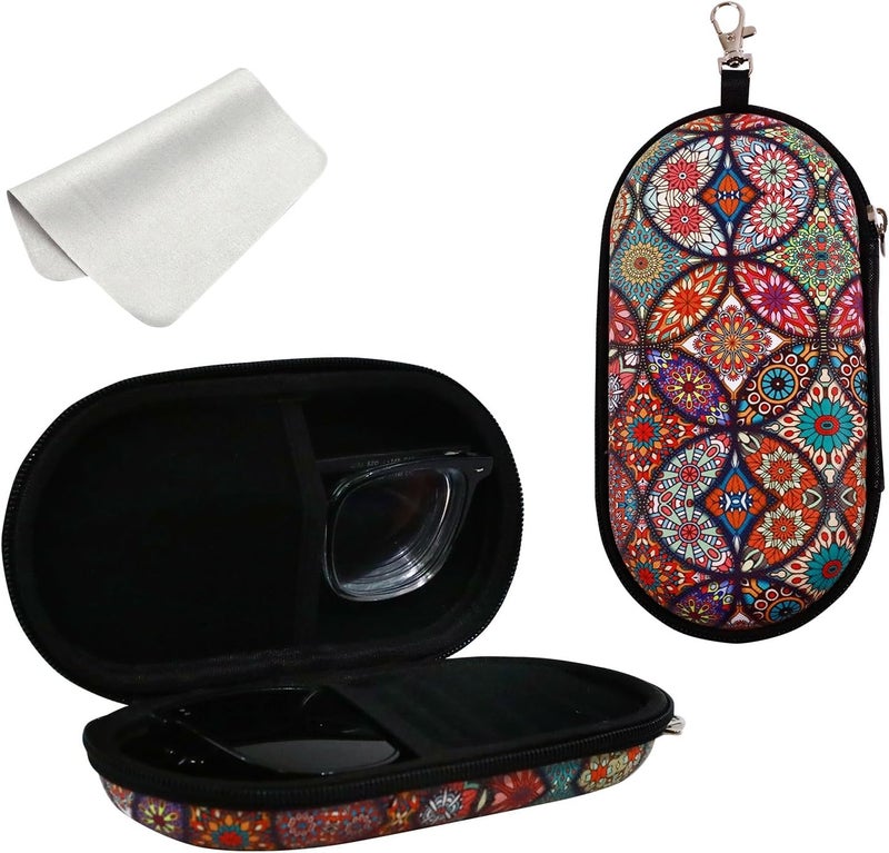 FlyingMage Store Double Eyeglasses Case, Hard Shell Dual Sunglasses Organizer with Zipper Clip Travel Glasses Storage for Women Men - Image 1